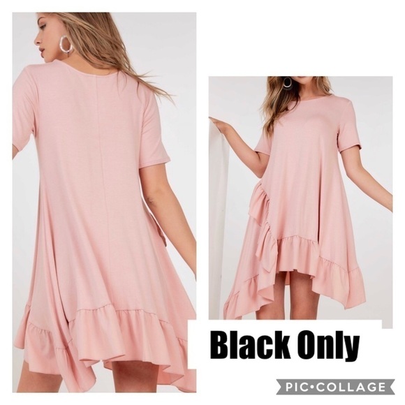 Black Asymmetrical T-Shirt Dress - Picture 2 of 4